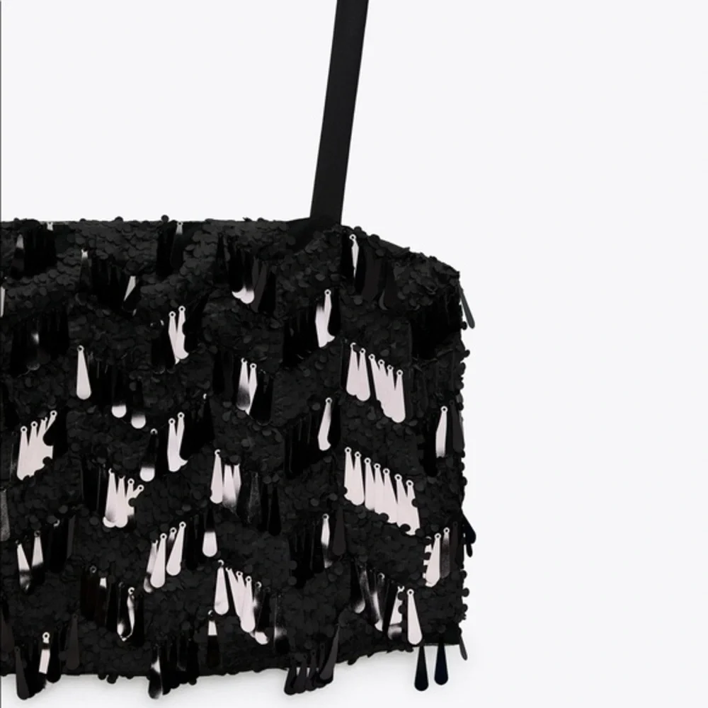 Zara sequined black camisole festive cropped top - Picture 3 of 5